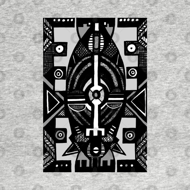 African Mask traditional tribal symbolic pattern design by Tony Cisse Art Originals